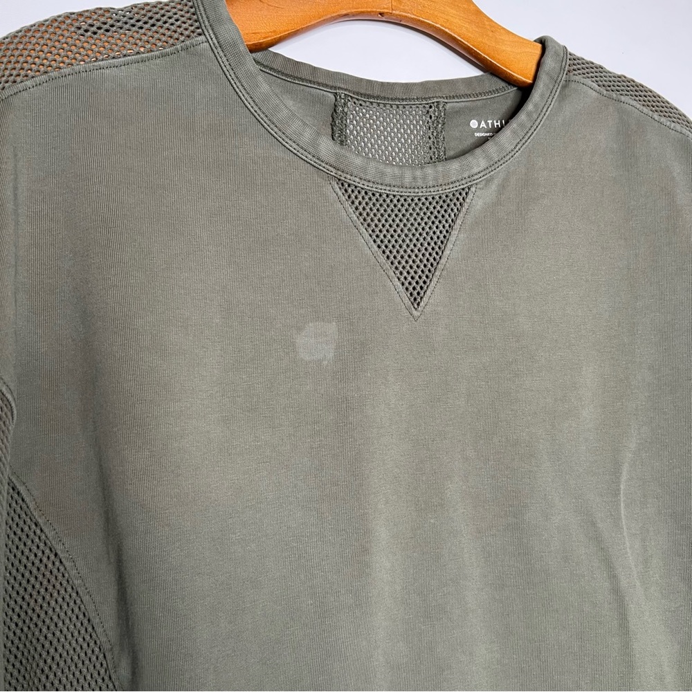 Athleta Cruise Olive Long Sleeve Mesh Sweatshirt Size M - Picture 3 of 8